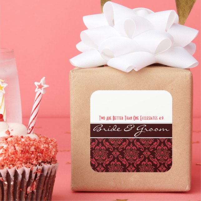 Stickers Mariage damassé au chocolat rose (Fête)