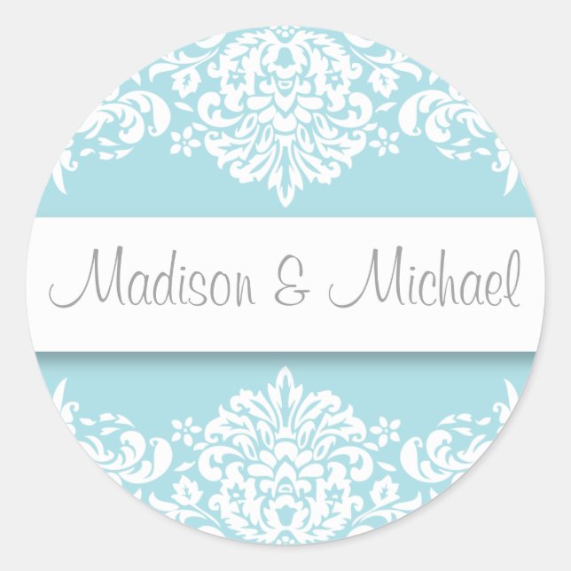 Stickers Mariage damassé bleu (Devant)