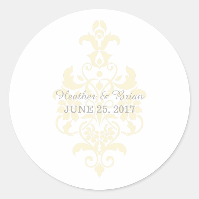 Stickers Mariage damassé Jaune (Devant)