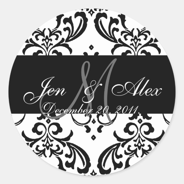 Stickers Mariage damassé Monogram Bride Groom (Devant)