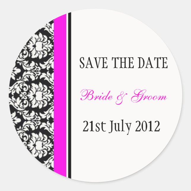 Stickers Mariage damassé rose et noir (Devant)