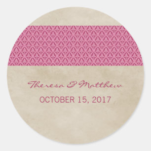 Stickers Mariage damassé Russe Rose