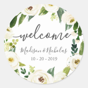 Stickers Mariage de bienvenue aux fleurs blanches