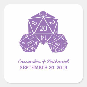 Stickers Mariage de dés D20 violet