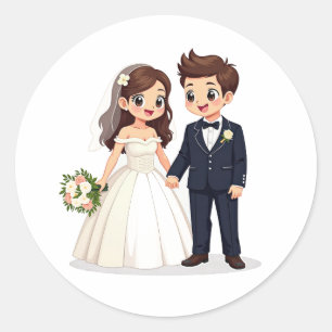 Stickers Mariage de dessin animé Couple