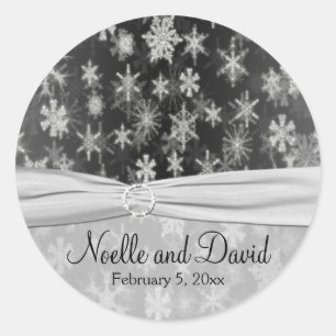 Stickers Mariage de flocons de neige noir et argen