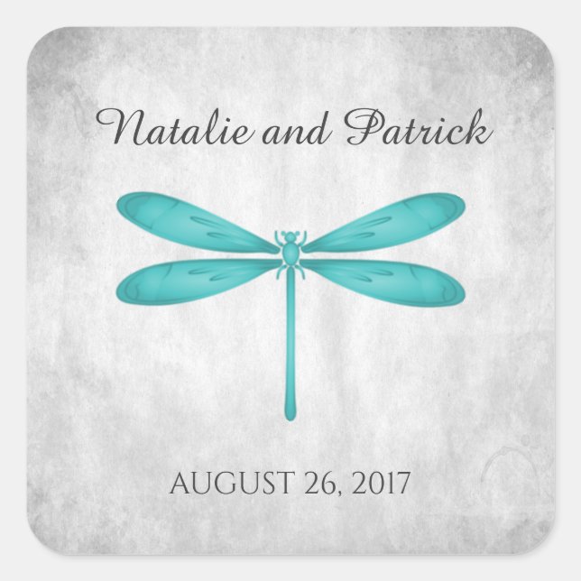 Stickers Mariage de libellules turquoises (Devant)