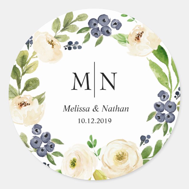 Stickers Mariage de monogramme à germe rustique (Devant)