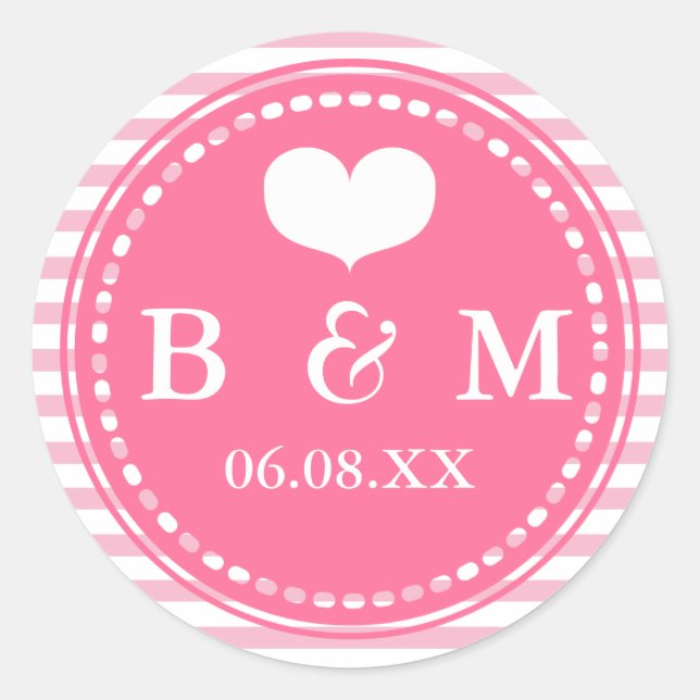 Stickers Mariage de monogramme rose chaud (Devant)
