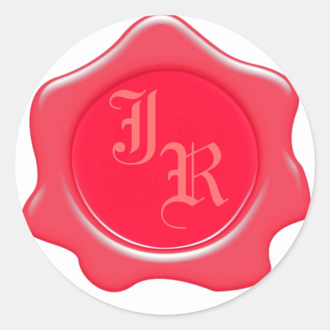 Stickers Mariage de sceau de cire Monogramme de pa (Devant)