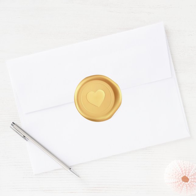 Stickers Mariage d'enveloppe de cire de coeur d'or (Enveloppe)
