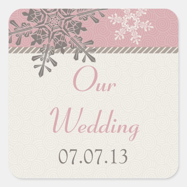 Stickers Mariage d'hiver Pink Ivory Snowflake (Devant)