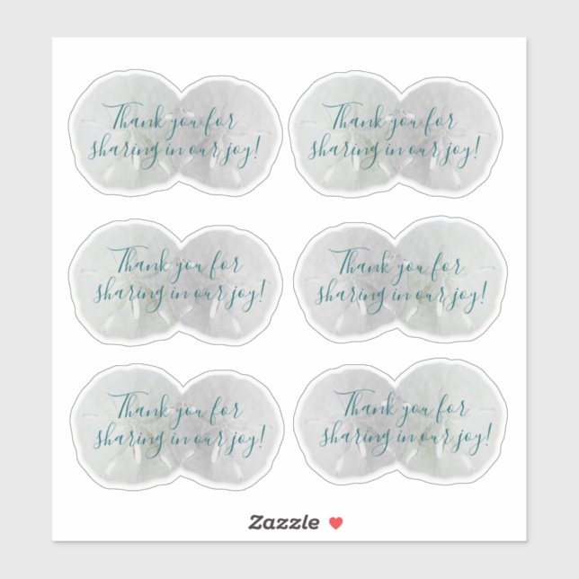 Stickers Mariage Dollar  en forme de Merci de sabl (Feuille)