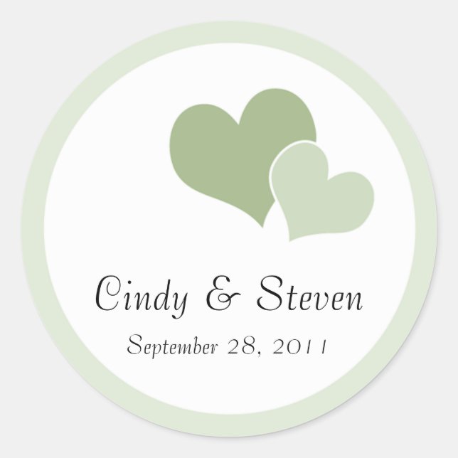 Stickers Mariage Double Coeur - Vert (Devant)
