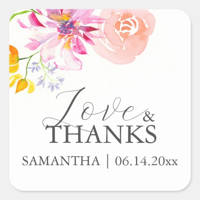 Stickers Mariage élégant Fleurs colorées (Devant)