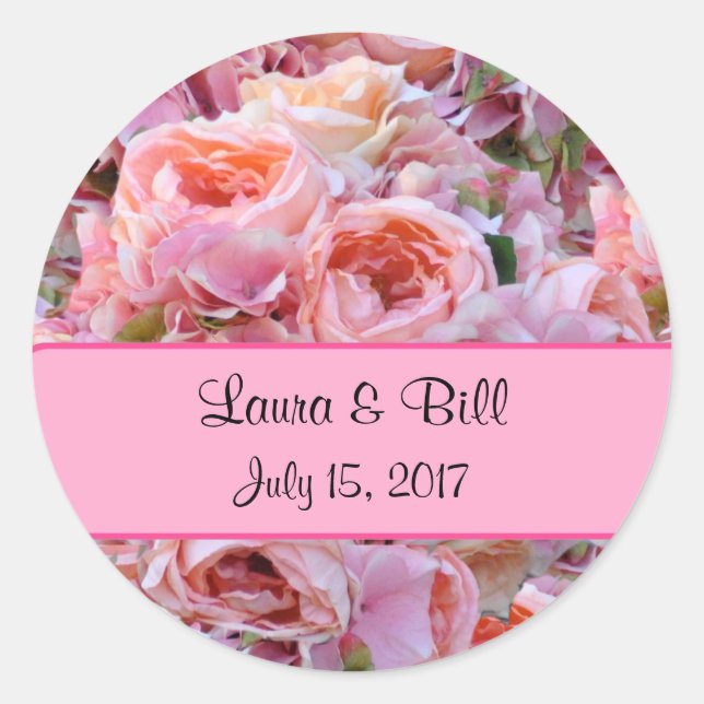 Stickers Mariage Enveloppe Peonies roses Personnal (Devant)