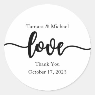 Stickers Mariage, Étiquettes Mariage, Script, Amou