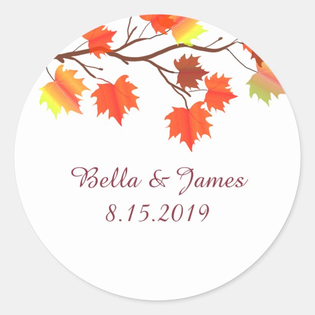 Stickers Mariage Feuilles de Chute Burgundy élégan (Devant)