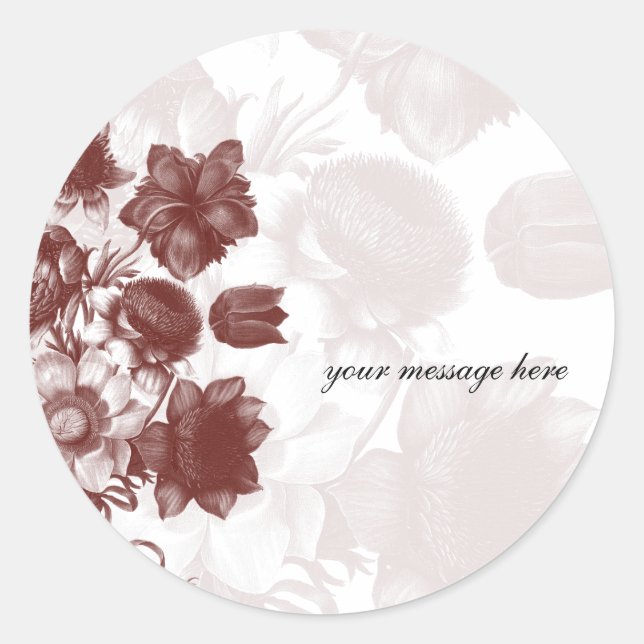Stickers Mariage Fleur Maroon Élégant (Devant)