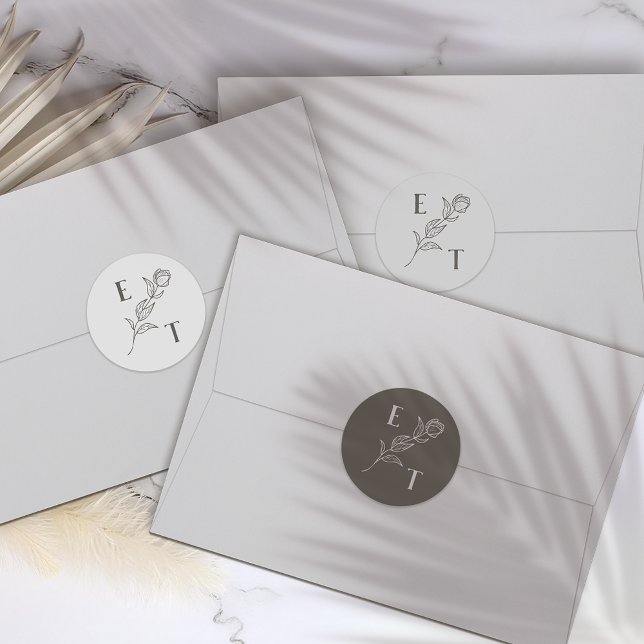 Stickers Mariage Fleur Neutre De Ligne Élégante (Créateur téléchargé)