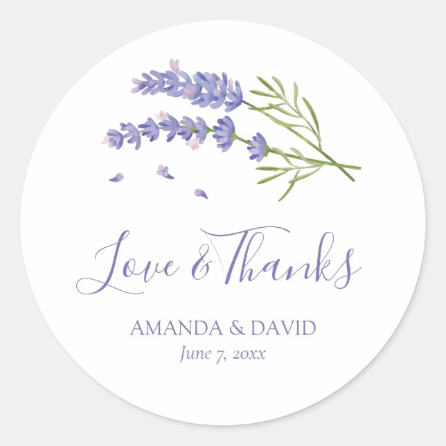Stickers Mariage Floral Lavande violette élégant (Devant)