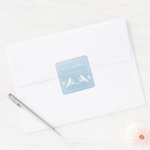 Stickers Mariage Floral Lovebird bleu