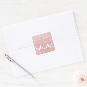 Stickers Mariage Floral Pink Lovebird
