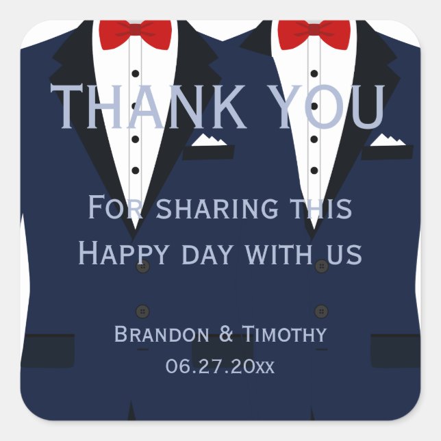 Stickers Mariage Gay Bleu Et Blanc (Devant)