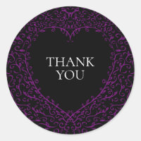 Stickers Mariage gothique au coeur mauve et noir