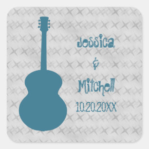 Stickers Mariage Grunge Guitare Bleue
