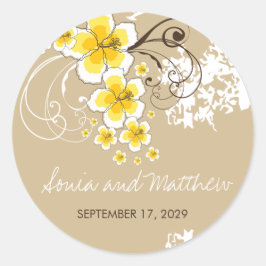 Stickers Mariage Hibiscus Plage Tropical Jaune