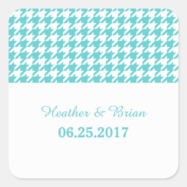 Stickers Mariage Houndstooth Turquoise (Devant)
