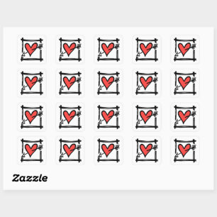 Stickers mariage Love Heart Noir et Rouge