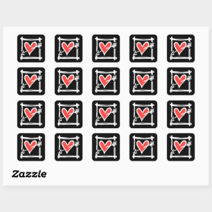 Stickers mariage Love Heart Noir et Rouge