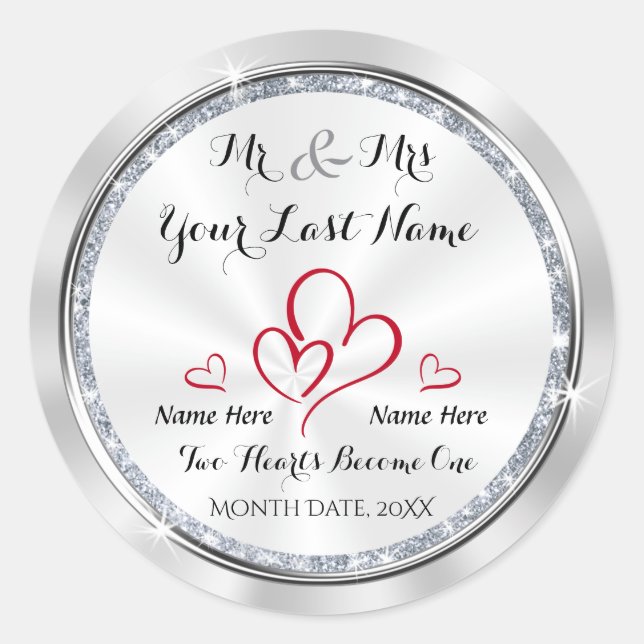 Stickers Mariage M et Mme Personnalisé (Devant)