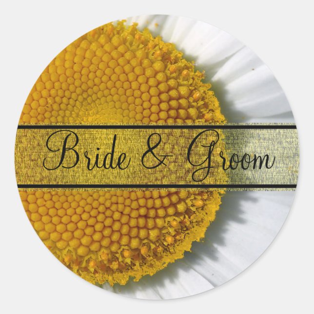 Stickers mariage marron marguerrier élégant (Devant)