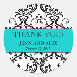 Stickers Mariage Merci Damas Faveurs Aqua