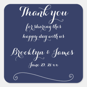 Stickers mariage Merci Marine Bleu élégant
