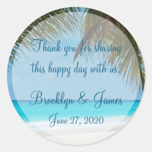 Stickers Mariage Merci Palmiers Sur Plage
