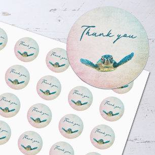 Stickers Mariage Merci rond de tortue de mer