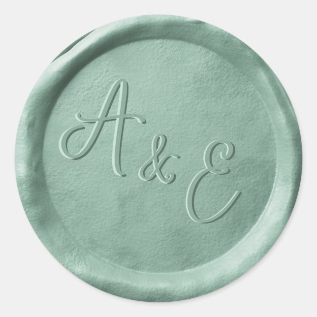 Stickers Mariage Monogram Sage Green Wax Seaux (Devant)