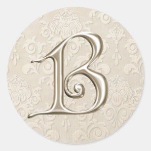 Stickers Mariage Monogramme Argent - lettre B