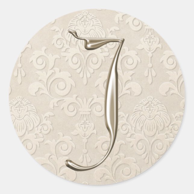 Stickers Mariage Monogramme Argent - lettre J (Devant)