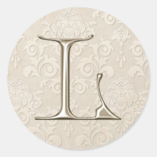 Stickers Mariage Monogramme Argent - lettre L