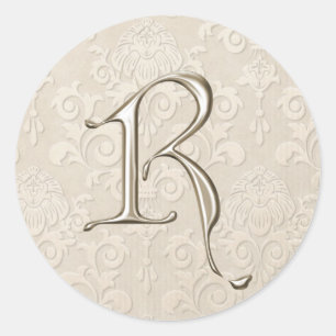 Stickers Mariage Monogramme Argent - lettre R