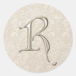 Stickers Mariage Monogramme Argent - lettre R