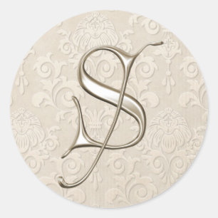 Stickers Mariage Monogramme Argent - lettre S