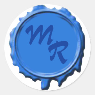 Stickers Mariage Monogramme Bleu