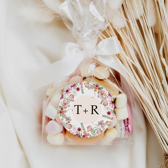 Stickers Mariage monogramme floral élégant (Créateur téléchargé)