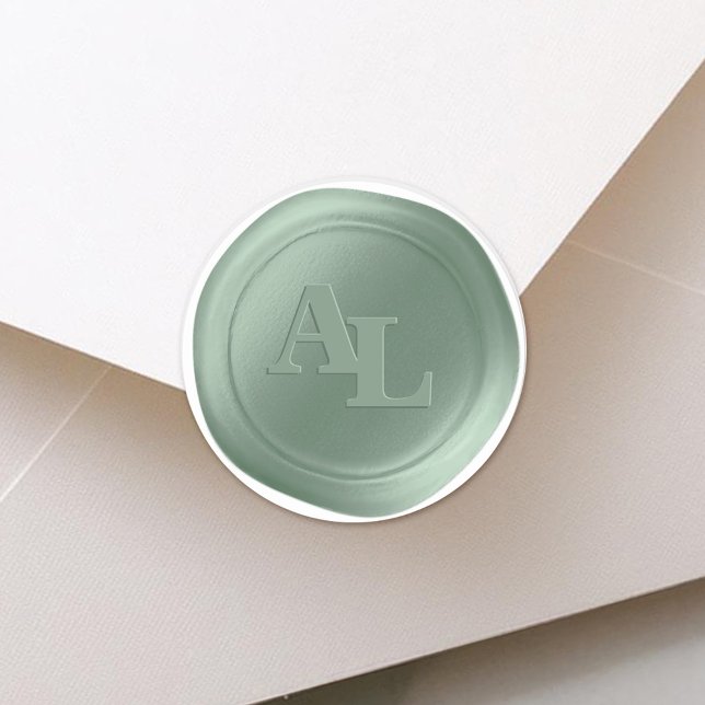 Stickers Mariage Monogramme Grove Green Seal (Grove Green Monogram Wax Seal Stickers)